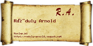 Ráduly Arnold névjegykártya